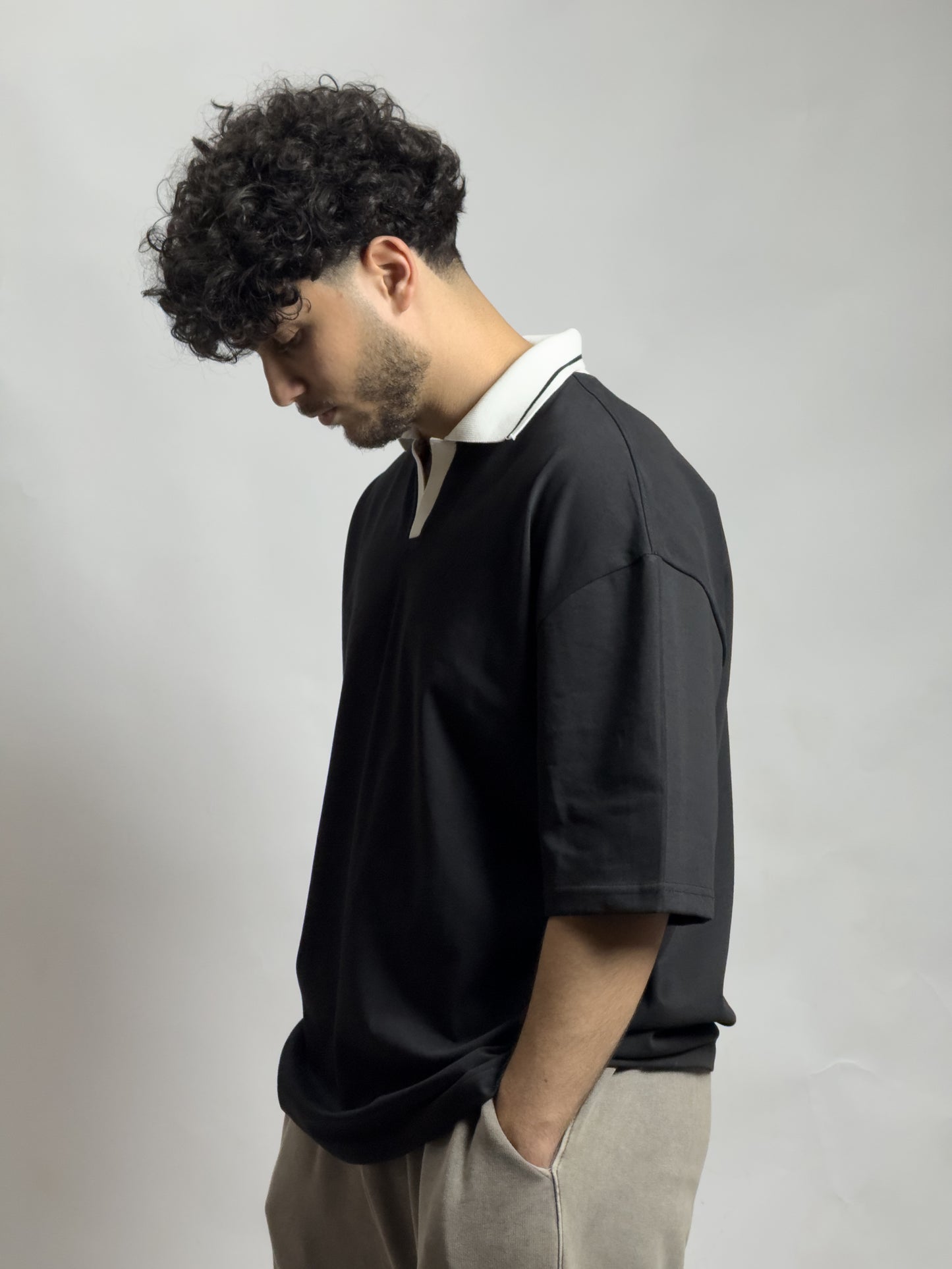 GLOUZ special oversized polo tee - BLACK