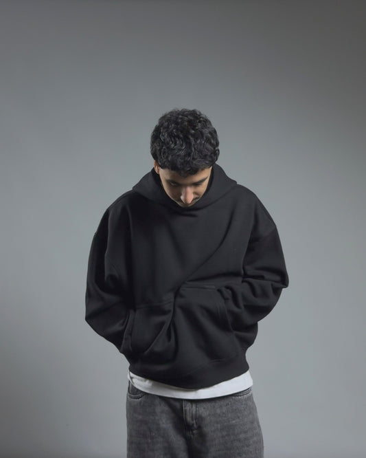 BOXY HOODIE — JET BLACK
