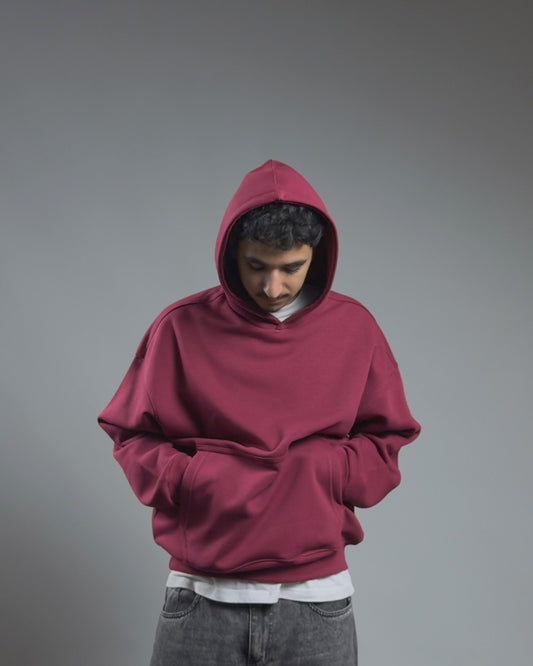 BOXY HOODIE — BURGUNDY