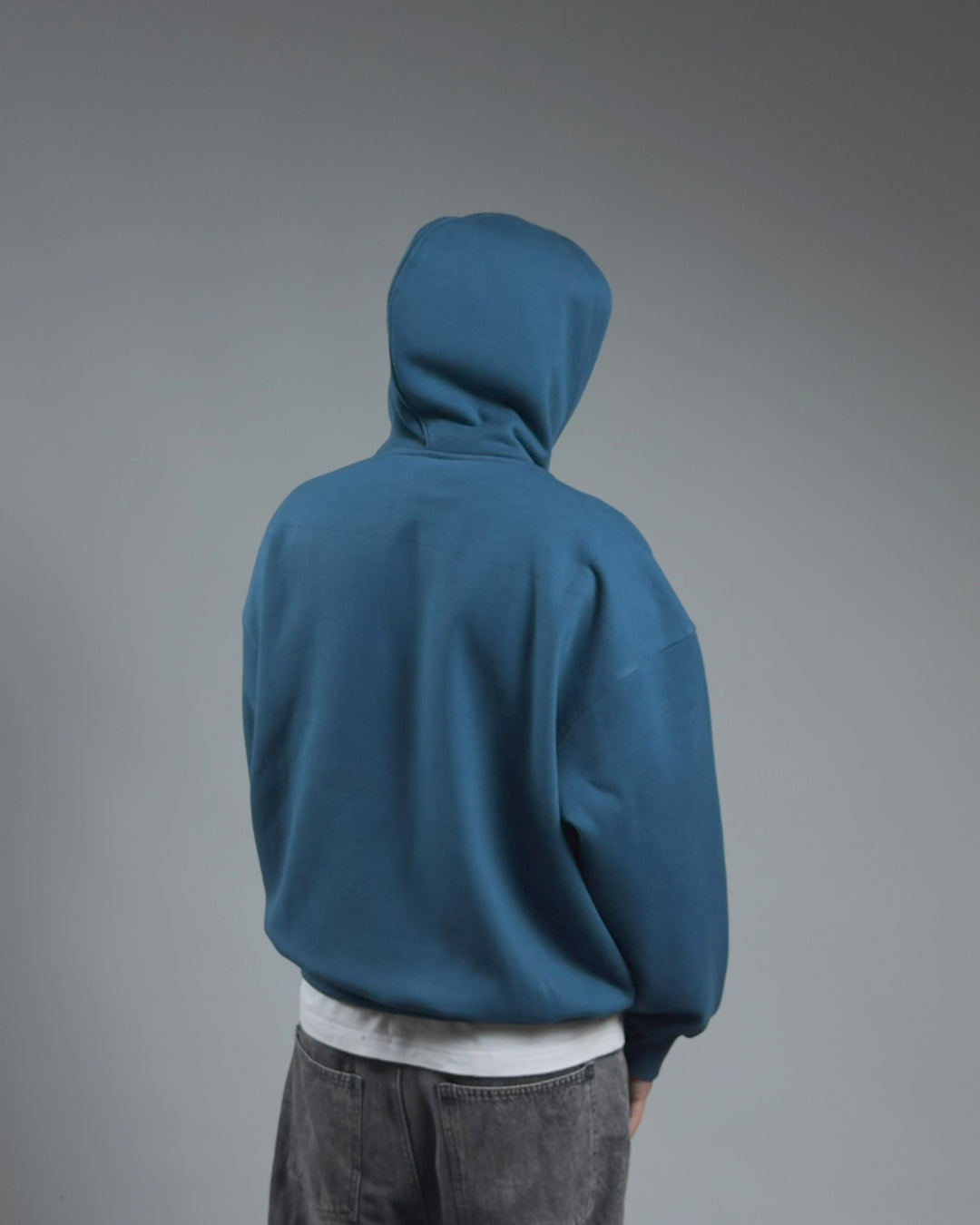 BOXY HOODIE — TEAL BLUE
