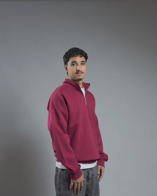 QUARTER ZIPPER — BURGUNDY