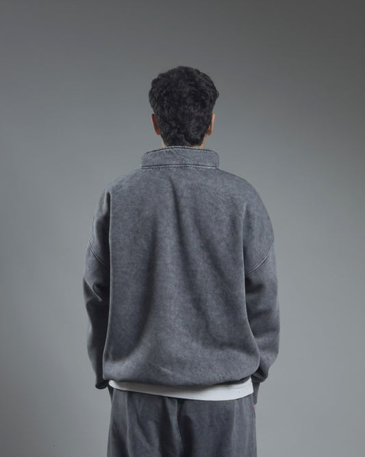 QUARTER ZIPPER — WASHED GRAY