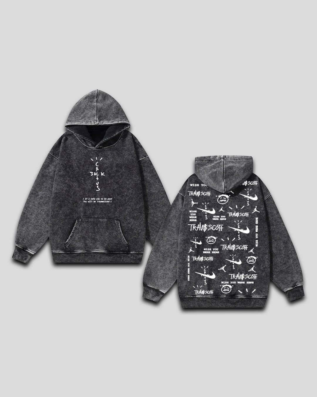 ACID WASHED OVER SIZED HOODIE — CACTUS JACK