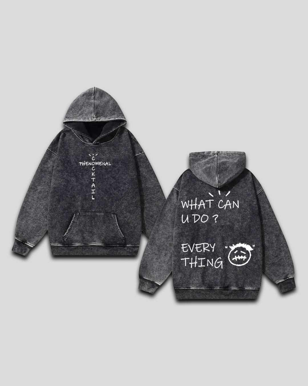 ACID WASHED OVER SIZED HOODIE — PHENOMENAL