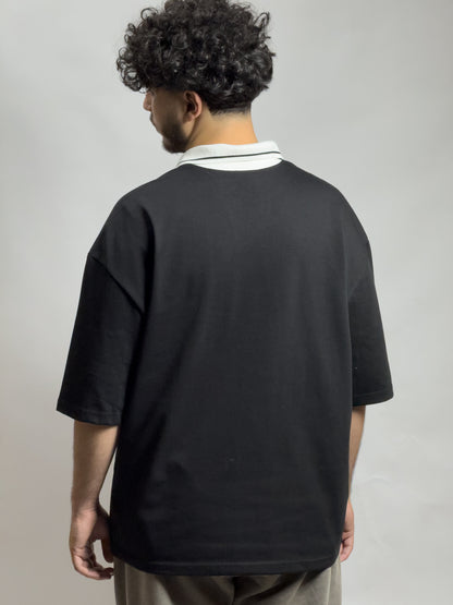 GLOUZ special oversized polo tee - BLACK
