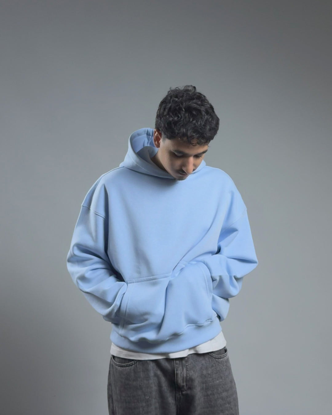 BOXY HOODIE — BABY BLUE