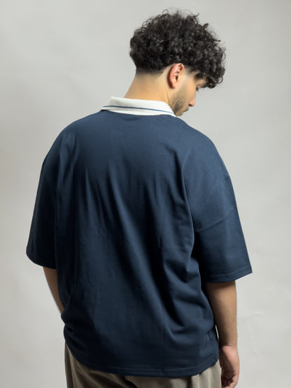 GLOUZ special oversized polo tee - NAVY BLUE