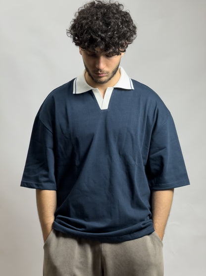 GLOUZ special oversized polo tee - NAVY BLUE