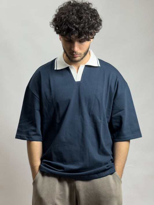 GLOUZ special oversized polo tee - NAVY BLUE