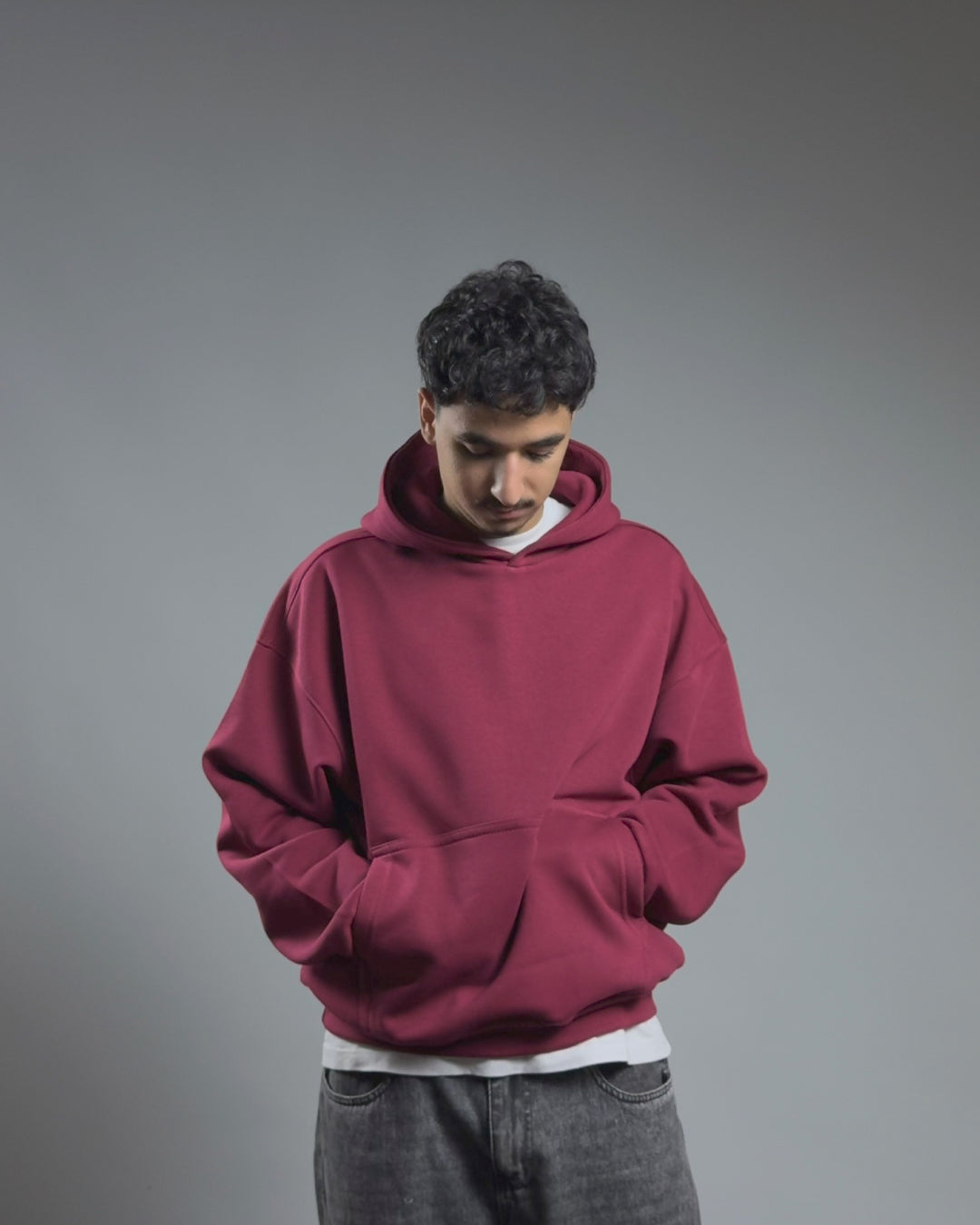 BOXY HOODIE — BURGUNDY