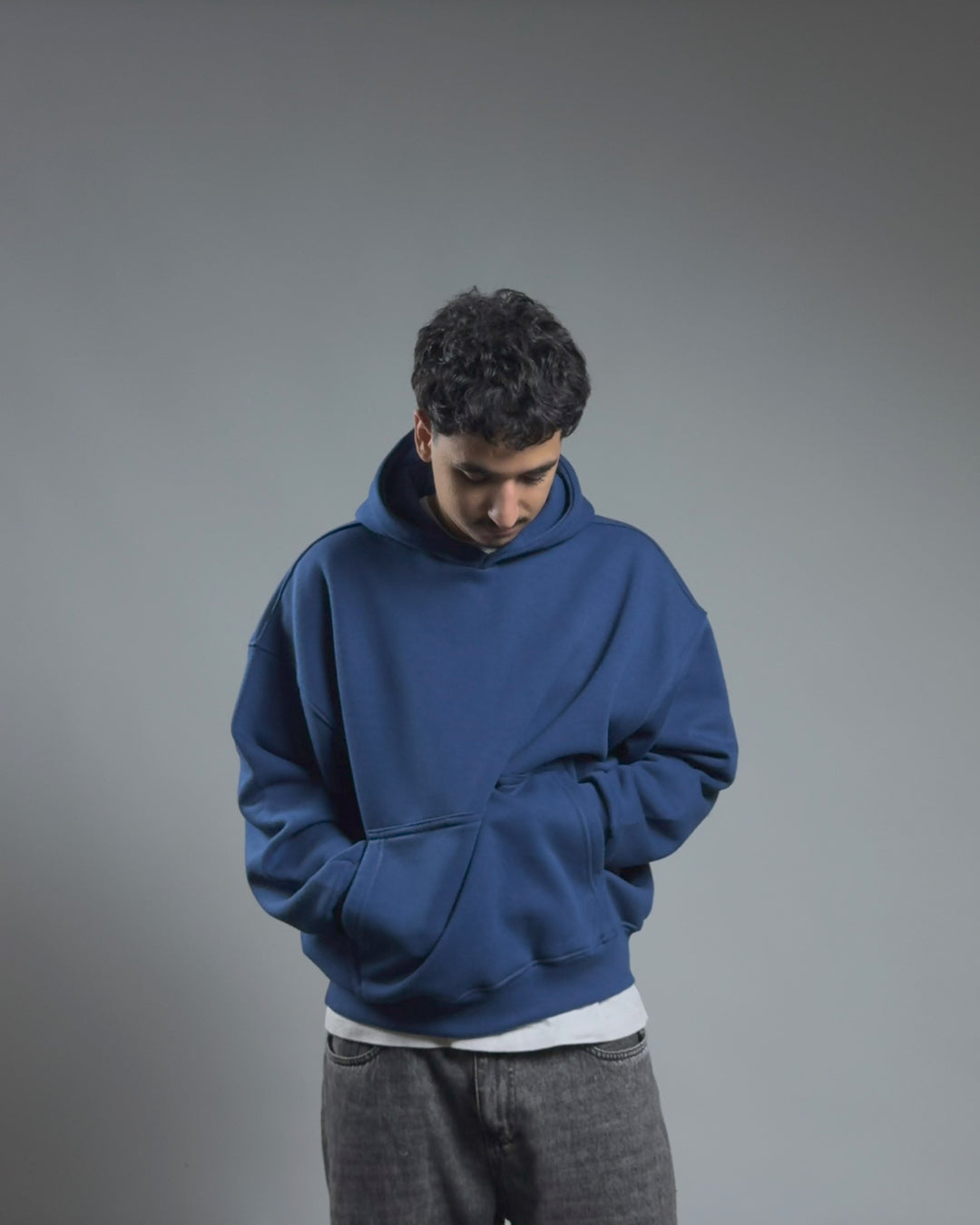 BOXY HOODIE — NAVY