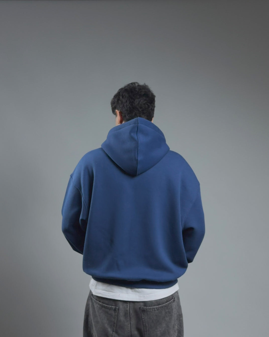 BOXY HOODIE — NAVY