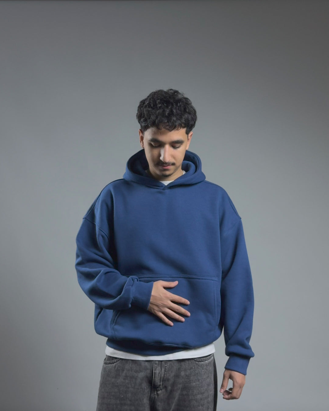 BOXY HOODIE — NAVY