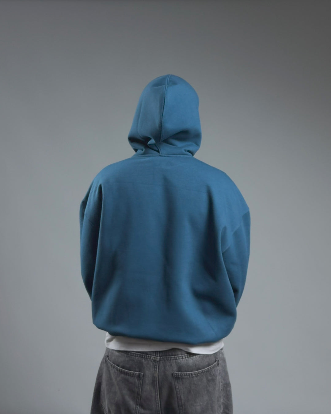 BOXY HOODIE — TEAL BLUE