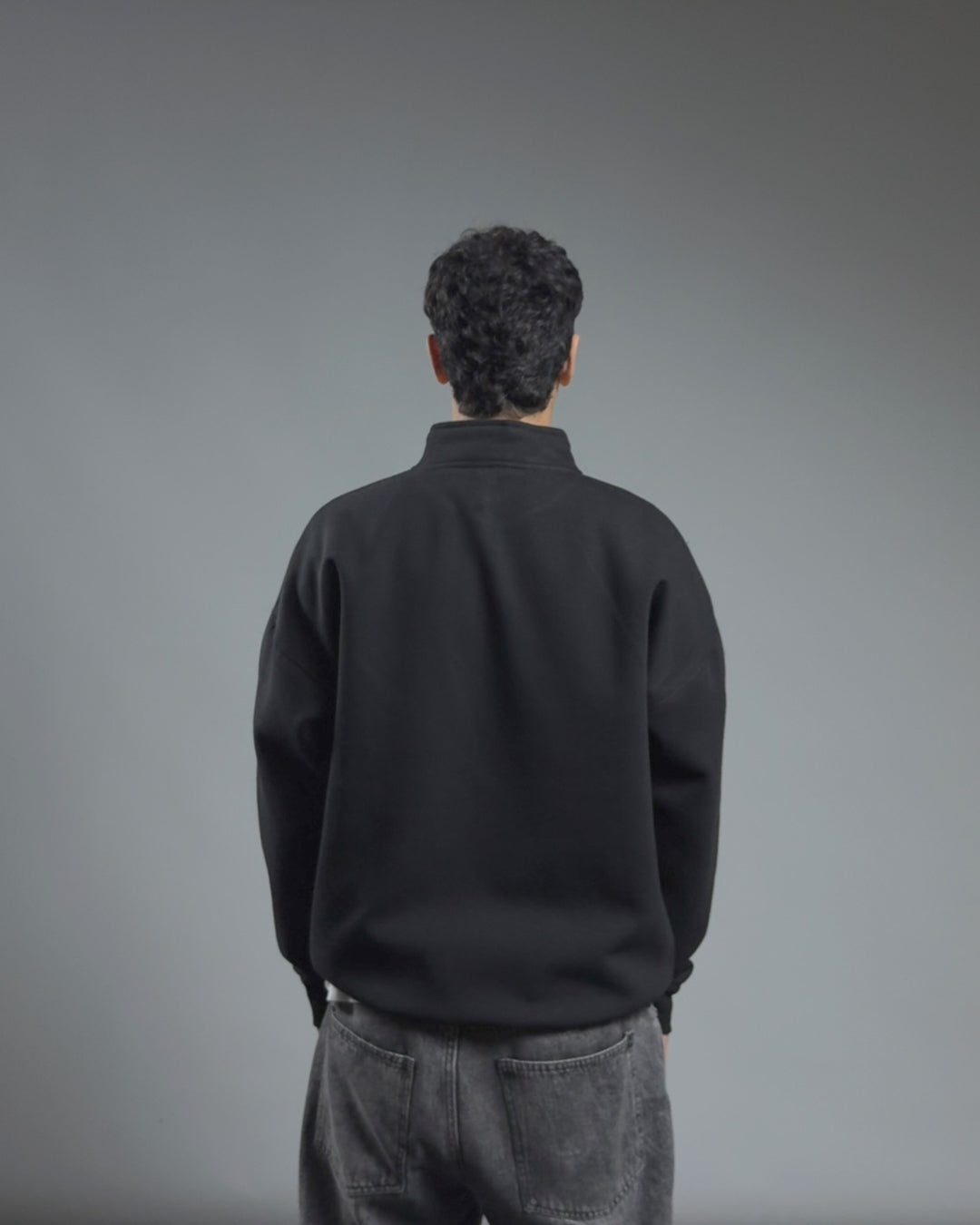 QUARTER ZIPPER — JET BLACK