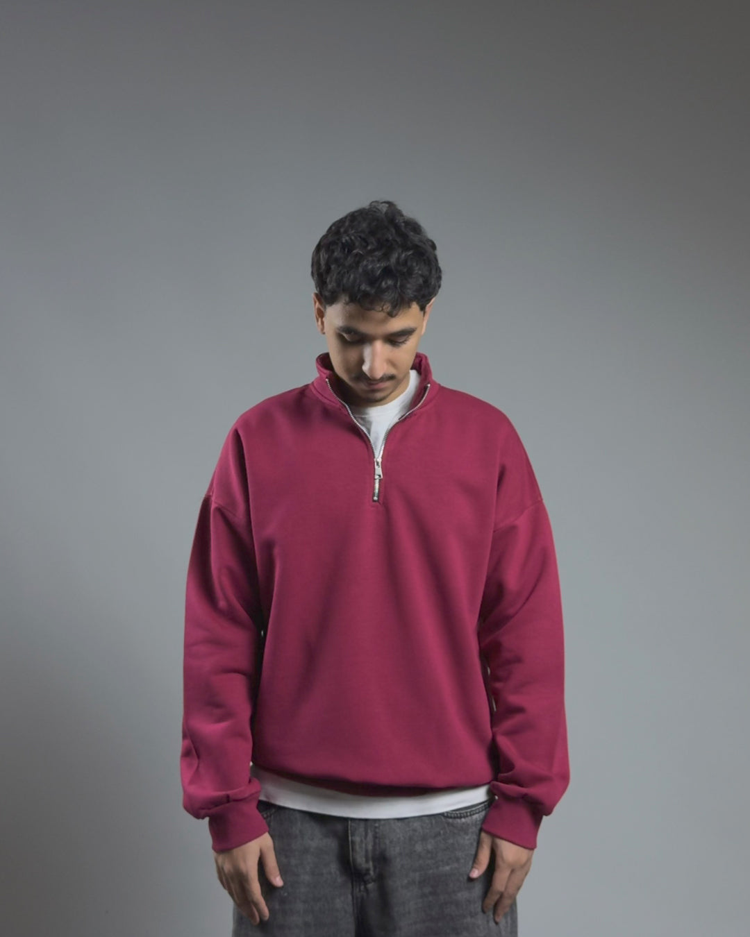 QUARTER ZIPPER — BURGUNDY