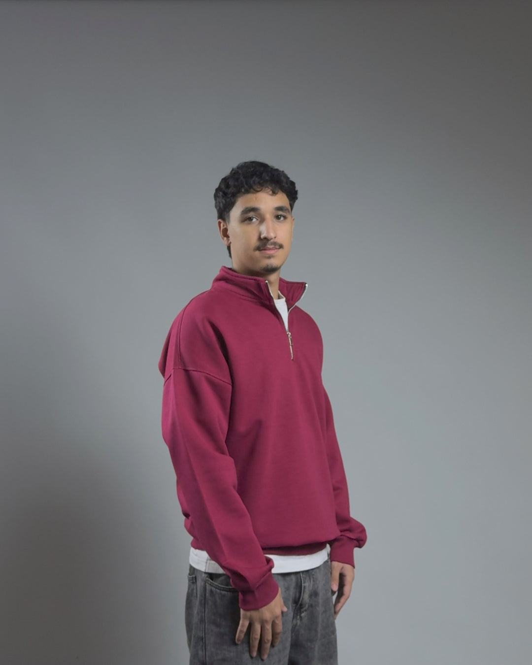 QUARTER ZIPPER — BURGUNDY