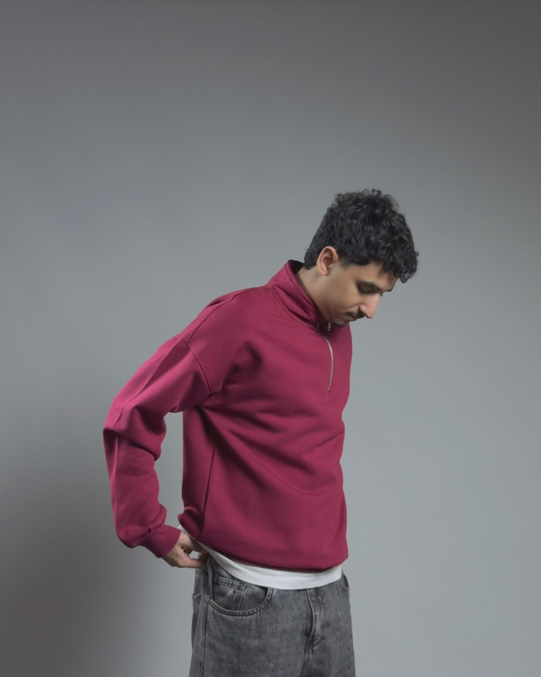 QUARTER ZIPPER — BURGUNDY