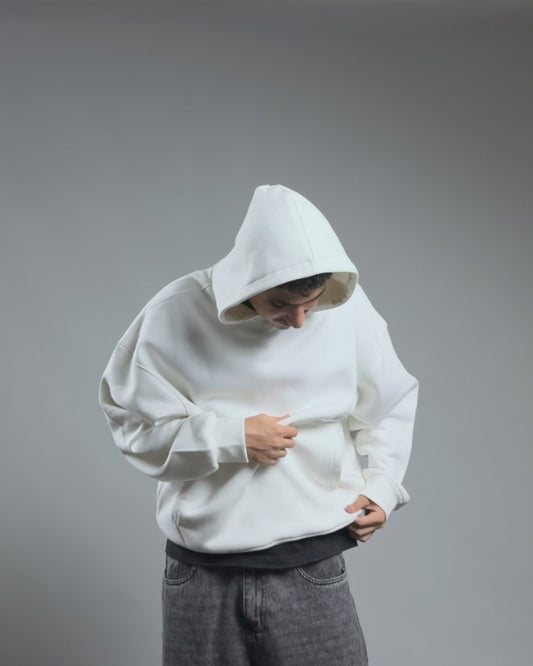 BOXY HOODIE — PURE WHITE
