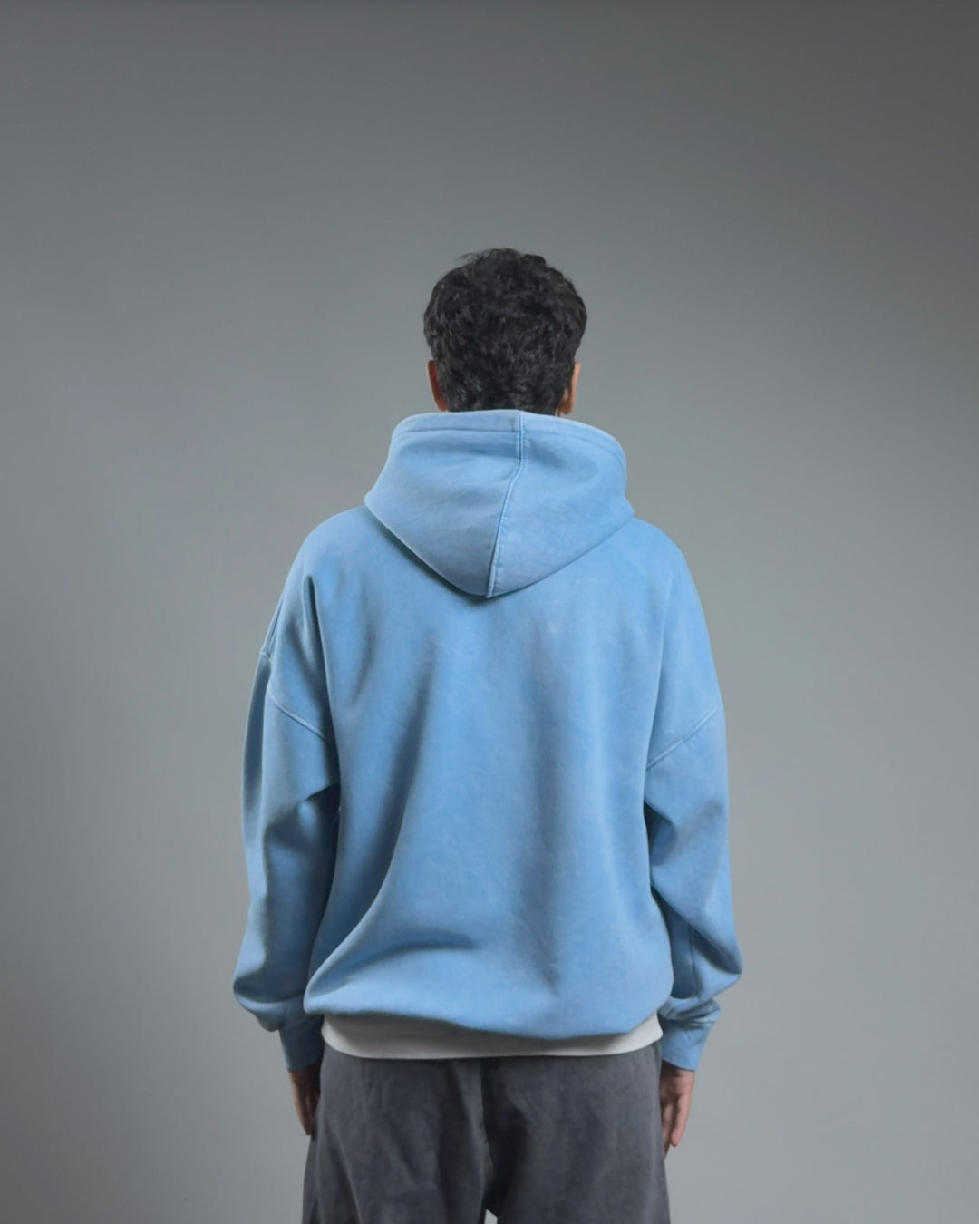 ACID WASHED OVER SIZED HOODIE — BABY BLUE