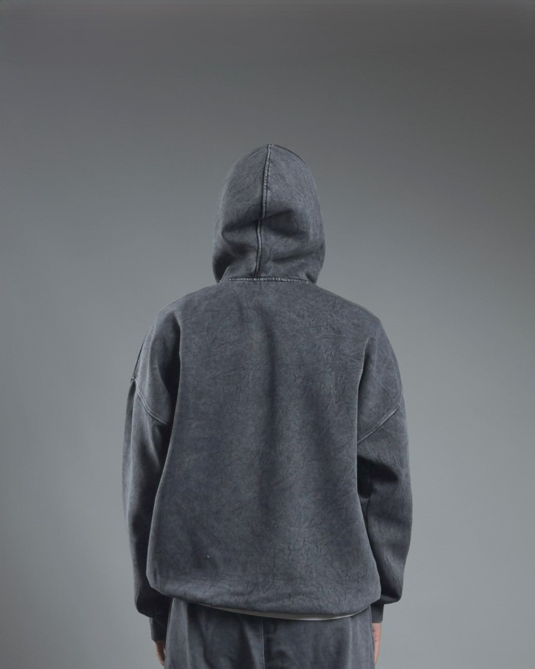 ACID WASHED OVER SIZED HOODIE — GRAY