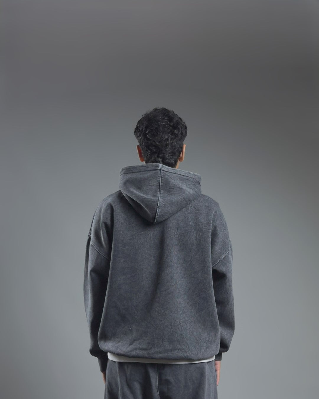 ACID WASHED OVER SIZED HOODIE — GRAY
